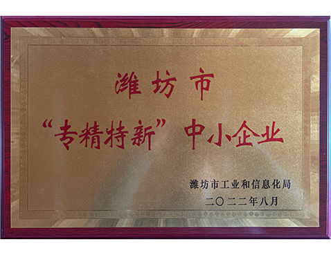濰坊市“專精特新”中小企業(yè)證書(shū)